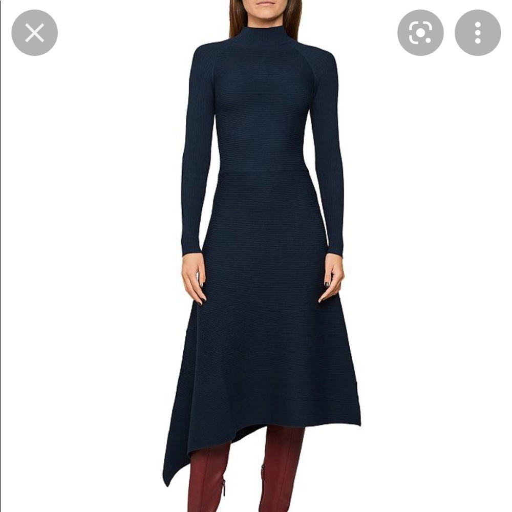 REISS
Leo Asymmetric Ribbed Midi Dress Size Small
